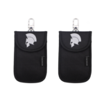 2 Pack Armors Mini Signal Blocker RFID Faraday Small Pouch Wallet Bag Case Car Key Fob Compact Black