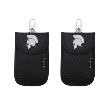 2 Pack Armors Mini Signal Blocker RFID Faraday Small Pouch Wallet Bag Case Car Key Fob Compact Black
