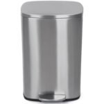 NETTA Kitchen Pedal Bin 50L Smudge Resistant with Inner Bucket, Brushed Stainless Steel Rubbish Bin, Soft Close