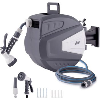 NETTA Retractable Hose Reel with Auto Rewind & 180° Swivel