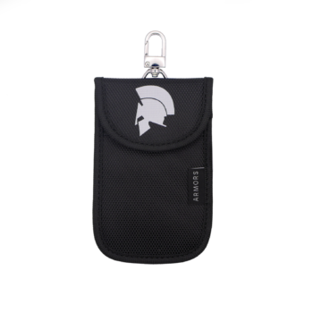 Armors Mini Signal Blocker RFID Faraday Small Pouch Wallet Bag Case Car Key Fob Compact - Black