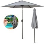 SUNMER 2.7M Parasol with Crank Mechanism, Sun Shading, Water Repellent, Polyester, Easy to Open and Close